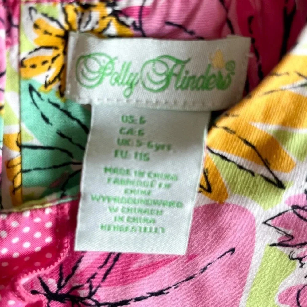 Polly Flinders Girls 6 Floral Sleeveless Sundress Ruffle‎ Front Cotton